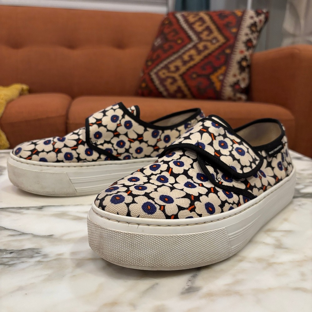 Marimekko Marka Mini 'Unikko' Iconic Poppy Velcro Sneakers Size 39 - Picture 13 of 13